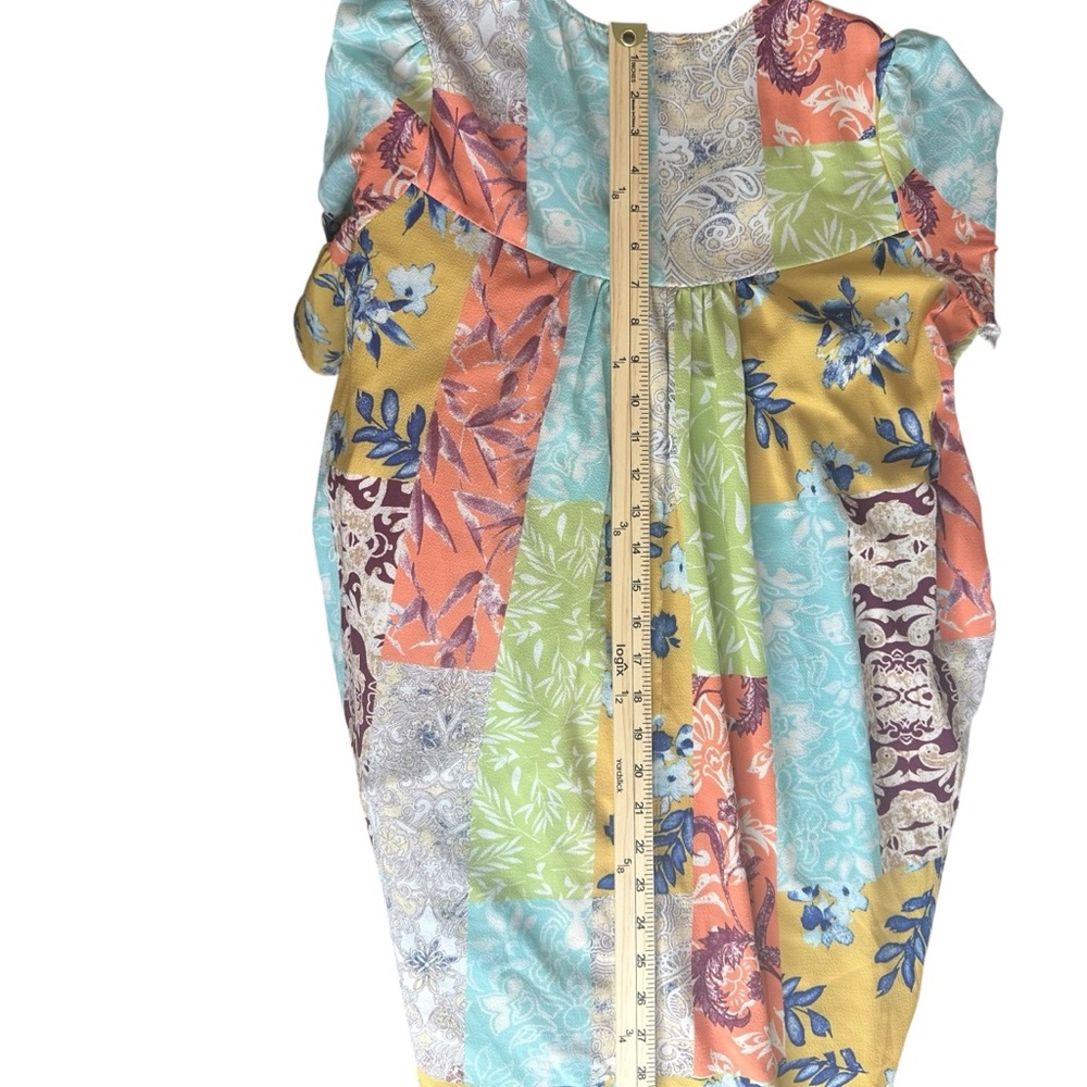 UMGEE Boho Hippie Babydoll Floral Print Peasant Lagenlook Tunic Mini Dress Sz S - Picture 8 of 9